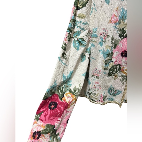 J. Jill Limited Edition Womens L Romantic, Floral Eyelet Statement Open Jacket - Picture 9 of 10
